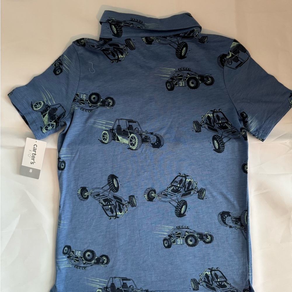 NWT, CARTER’S Blue Polo Shirt with Print Size 8 - Picture 6 of 12